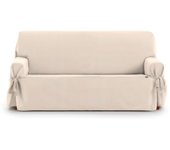 Funda de sofá 2 plazas con lazos beige 140 - 180 cm