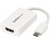 Startech.com adaptador gráfico usb-c a hdmi con entrega de potencia - adaptador de vídeo usbc a hdmi con power delivery - 4k 60hz - blanco