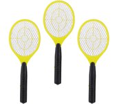 Relaxdays pack de 3 raquetas matamoscas eléctricas a pilas para moscas, mosquitos, amarillo, 47 cm