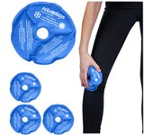 Relaxdays bolsa de gel frío para rodilla, set de 4, reutilizables, compresas frío-calor con agujero para rótula, azul