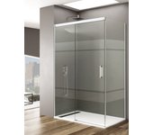 Mampara de ducha angular allstone basic 1+1 con lateral fijo, sin perfil inferior. 110x70 cm cristal serigrafiado perfil combi