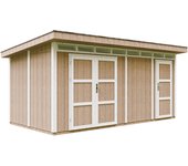 Caseta jardin exterior paneles a base de madera lp smartside 8.52 + 2.95 m², l279xa530xa237 cm - garaje moto timbela m905c - terra brown