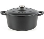 Lätt home - cocotte ovalada hierro fundido esmaltado negra 26x12cm - olla 4,8 litros con tapa efecto lluvia - todo tipo de cocinas - cocción uniforme