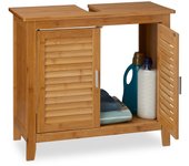 Relaxdays mueble lavabo lamell, armario bajo para el baño, bambú, 60 x 67 x 30cm, marrón