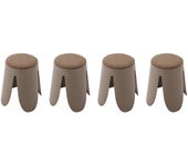 Taburetes apilable de borreguito texturizado, set de 4, niki, marrón, 44x30x46 cm