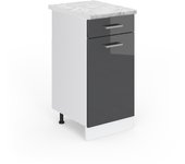 Vicco mueble bajo de cocina r-line, antracita alto brillo, 40 cm , et mármol