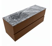 Mondiaz vica dlux 130cm mueble de baño color rust con 4 cajones. con lavabo cloud izquierda sin orificios color lava
