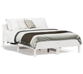 Estructura de cama con cabecero blanco 135x190 cm madera maciza de pino