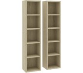 2 uds mueble de almacenaje | estantería cds contrachapada color roble 21x16x93,5 cm cfw832910