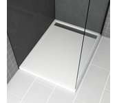 Plato de ducha de acrílico blanco 90x120x4 cm + rejillas lineales cromada y gun metal - whiteness ii