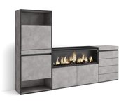 Amueblate online, zapatero, armario zapatos botas, dormitorio, habitación, chimenea eléctrica, cómoda, cajonera, cemento