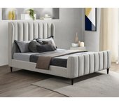 Cama de 140 x 190 cm - tela con costuras verticales - gris claro - casagoti
