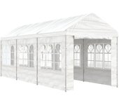 Cenador con techo polietileno blanco 6,69x2,28x2,69 m