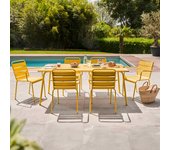 Mesa de jardín y 6 sillas de metal amarillo, palavas - oviala