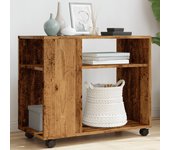 Mesa auxiliar con ruedas madera contrachapada antigua