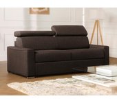 Sofá cama de 3 plazas de apertura rápida de tela vizir - marrón - cama 140 cm - colchón de 18 cm