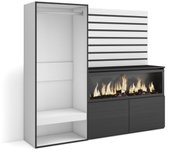 Amueblate online, aparador, con almacenamiento, 167x145x35 cm, dormitorio, habitación, chimenea eléctrica, vestidor abierto, blanco