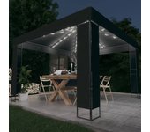 Cenador de jardín con doble techo y tira de luces led antracita 3x3 m cfw58582
