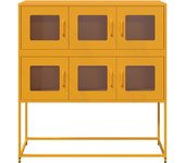 Aparador | aparador de comedor | armario de cocina de acero laminado en frío amarillo 100,5x39x107 cm cfw75244