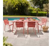 Mesa de jardín y 6 sillas de metal arcilla, palavas - oviala