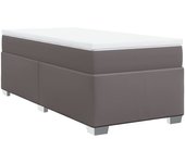 Cama con somier tapizado y colchón de polipiel gris 90x190 cm