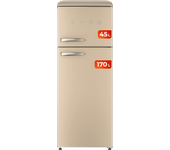 Evvo frigorífico 2 puertas f45 retro beige, refrigerador 170 litros, congelador 45 litros, diseño vintage