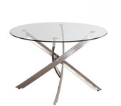 Mesa redonda con tapa de cristal y estructura metálica pata cromada | medidas: 110 x 73 cm