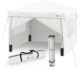 Carpa plegable gazebo 3x3m con 4 paredes, pabellón de jardín, color blanco