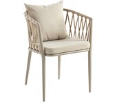 Pack de 4 unidades del sillón de jardin breza, sillas para terraza o patio en beige en alluminio y ratan