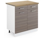 Vicco mueble bajo de cocina r-line, gris, 80 cm , et roble