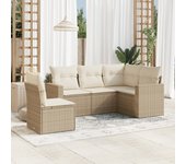 Juego de sofás jardín con cojines 5 piezas | conjunto de jardín de ocio | set de comedor de jardín ratán sintético beige cfw418777