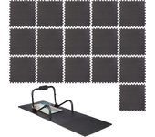 16 suelos goma eva, aparatos gimnasio, espuma eva, 60x60cm, puzzle, 3m², colchonetas, grosor 1cm, negro