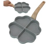 Sartén antiadherente para 4 huevos, sartén para panqueques con forma de corazón con mango, resistente al desgaste