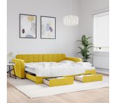 Vidaxl sofá cama nido con cajones terciopelo amarillo 90x200 cm