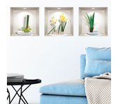 Vinilo efecto 3d narcisos en la primavera - adhesivo de pared - revestimiento sticker mural decorativo - 40x120cm