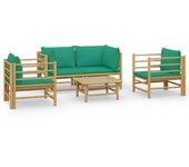 Set de muebles de jardín 5 piezas bambú con cojines verde