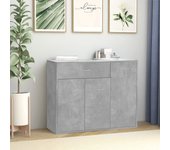 Aparador | aparador de comedor | armario de cocina de madera contrachapada gris hormigón 88x30x70 cm cfw74451