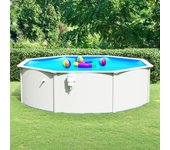 Piscina redonda con paredes de acero 460x120 cm blanca vidaxl