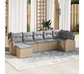 Vidaxl conjunto de sofá de jardín 7 piezas beige ratán sofá de jardín