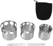 Mini estufa de camping plegable portátil de acero inoxidable, estufa de leña de alta temperatura