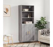 Aparador alto | aparador de comedor | armario de cocina madera contrachapada gris sonoma 69,5x34x180 cm cfw29598