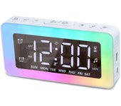 Despertador digital con despertador dual, reloj con espejo led con 8 modos de iluminación, despertador
