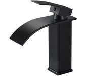 Grifo para fregadero de 3/8 de pulgada, grifo para baño en cascada, grifo moderno para lavabo de acero inoxidable (incluye 2 tubos de entrada de agua)