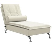 Tumbona | silla de jardín de masaje con cojín de terciopelo crema cfw56347