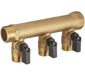 Colector macho - hembra 3/4 - 3 salidas con válvulas 1/2 quick plomberie