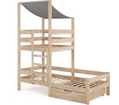 Vitalispa cama en forma de casa tom, madera natural, 90x200 cm con cajón