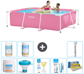 Paquete de piscina - intex - rectángulo - 220x150x60 cm + accesorios