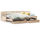 Sofá cama con cajones en pino macizo 90x200 cm