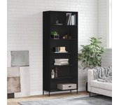 Aparador | aparador de comedor | armario de cocina alto madera de ingeniería negro 69,5x32,5x180 cm cfw25399
