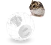 Relaxdays bola hámster, ø 18,5 cm, pelota ejercicio ratones y roedores, plástico, juguete correr, transparente/blanco